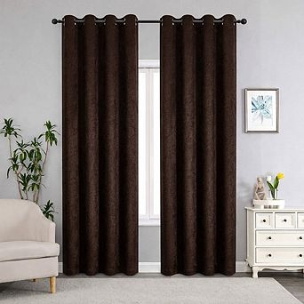 Kate Aurora Costanza 2 pc Room Darkening Grommet Top Textured Window Curtain Panels