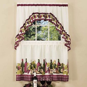 Kate Aurora Chardonnay Complete Kitchen Curtain Tier Pair and Valance Set