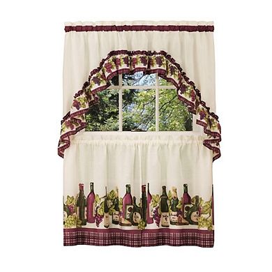 Kate Aurora Chardonnay Complete Kitchen Curtain Tier Pair and Valance Set