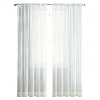 Kate Aurora 2 pc Rod Pocket Plaid Sheer Voile Window Curtain Panels