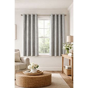 Kate Aurora 2 pc Sadie Metallic Sparkle Grommet Top Gray Room Darkening Curtain Panels