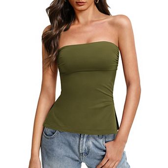 Avidlove Women Strapless Double Lined Anti-Slip Side Split Bandeau Tube Top