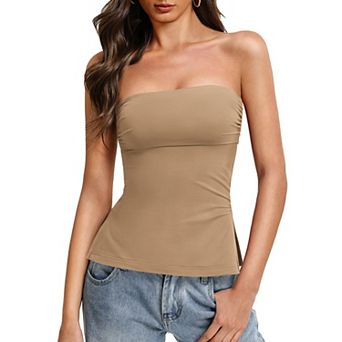 Avidlove Women Strapless Double Lined Anti-Slip Side Split Bandeau Tube Top