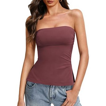 Avidlove Women Strapless Double Lined Anti-Slip Side Split Bandeau Tube Top