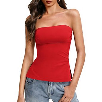 Avidlove Women Strapless Double Lined Anti-Slip Side Split Bandeau Tube Top