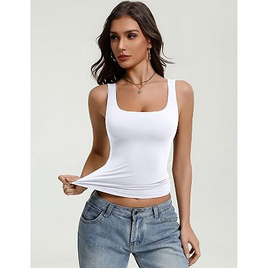 Avidlove Square Neck Wide Strap Open Back Double Lined Slim Fit Tank Top