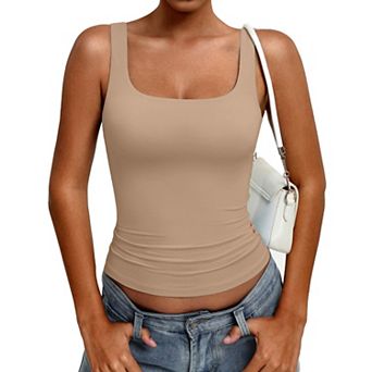 Avidlove Square Neck Wide Strap Open Back Double Lined Slim Fit Tank Top