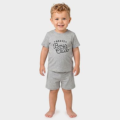 Brave Boys Club Cursive - Toddler Crew Shorts Set