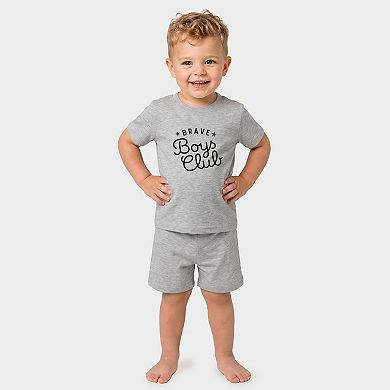 Brave Boys Club Cursive - Toddler Crew Shorts Set