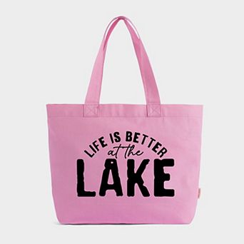 Life Is Better At The Lake Curved - Zippered Canvas Tote