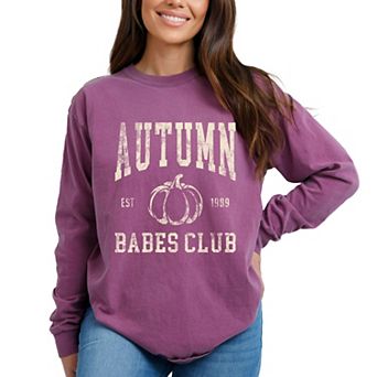 Autumn Babes Club Pumpkin - Women's Garment Dyed Long Sleeve Graphic T-Shirt