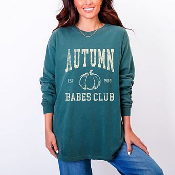 Autumn Babes Club Pumpkin - Women's Garment Dyed Long Sleeve Graphic T-Shirt