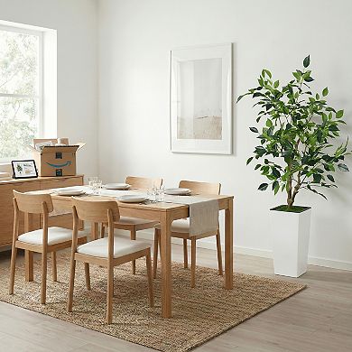 Lifelike Artificial Ficus Tree Modern Faux Greenery with Realistic Silk Leaves, UV Resistant