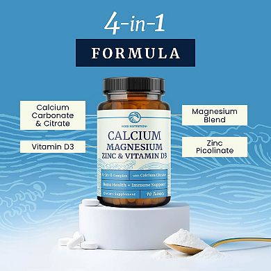Nobi Nutrition Calcium Magnesium Vitamin D Zinc Tablets, 90 Count.