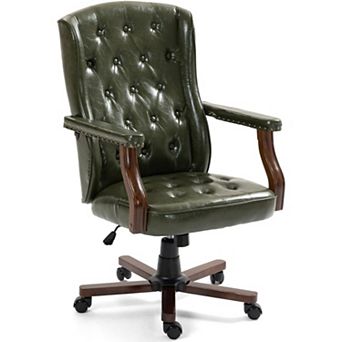 Multi‑Purpose 350LBS Load Desk Chair, Ergonomic Leather Swivel Executive Seat with 7.6"T Cushion