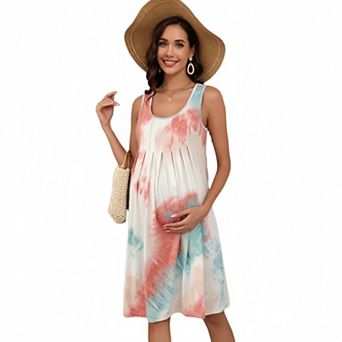 Womens Maternity Casual Loose Flowy Beach Tank Dress