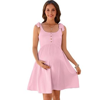 Women's Sleeveless Square Neck Casual Beach A Line Sundress