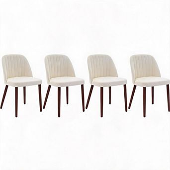 Set of 4 Modern Upholstered Dining Chairs Padded Fabric Seat Wood Legs for Kitchen Dining Room Cafe