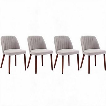 Set of 4 Modern Upholstered Dining Chairs Padded Fabric Seat Wood Legs for Kitchen Dining Room Cafe