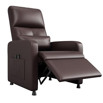 Ergonomic Tall Back Electric Recliner, Soft PU Leather Leisure Chair for Living Room Entertainment