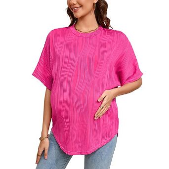 Women Maternity Casual Short Sleeve Round Neck Tunic Top