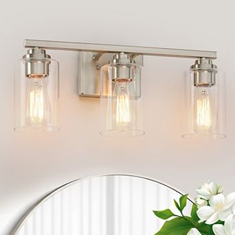 19.3 in 3-Light Modern Vanity Light with Clear Glass Shades