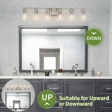 37.9 in. 6-Light Modern Vanity Light with Clear Glass Shades