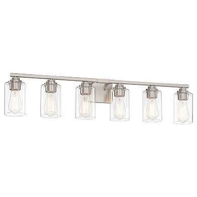37.9 in. 6-Light Modern Vanity Light with Clear Glass Shades