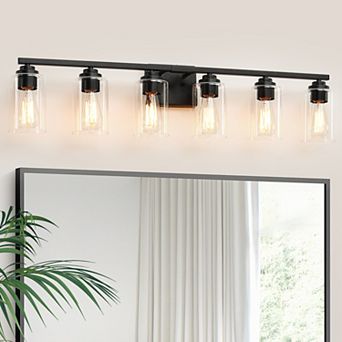 37.9 in 6-Light Modern Vanity Light with Clear Glass Shades