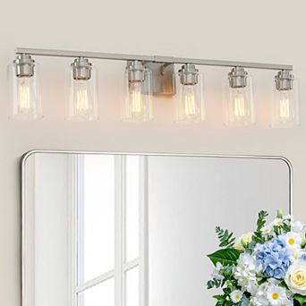 37.9 in 6-Light Modern Vanity Light with Clear Glass Shades