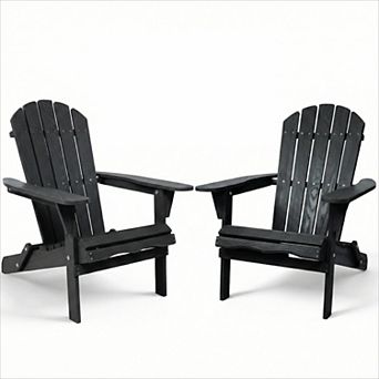 KWPZQEB 2 pc Adirondack Chair, Wooden Folding Lounge Chair with Wood Grain for Patio