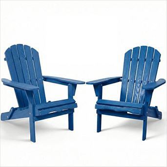 KWPZQEB 2 pc Adirondack Chair, Wooden Folding Lounge Chair with Wood Grain for Patio