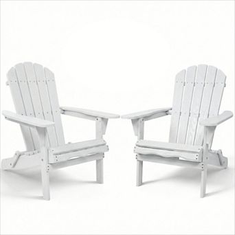 KWPZQEB 2 pc Adirondack Chair, Wooden Folding Lounge Chair with Wood Grain for Patio