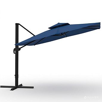 Heavy Duty 10×10FT Square Cantilever Umbrella, 360° Rotatable Aluminum Outdoor Offset Umbrella