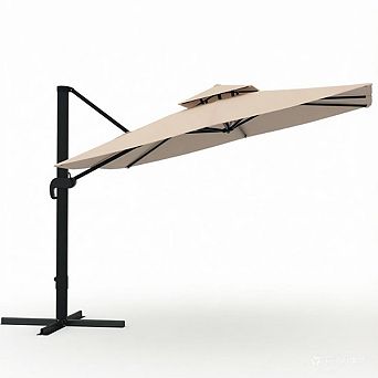 Heavy Duty 10×10FT Square Cantilever Umbrella, 360° Rotatable Aluminum Outdoor Offset Umbrella