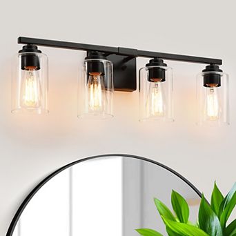 27.1 in 4-Light Modern Vanity Light with Clear Glass Shades