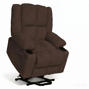 Electric Power Lift Recliner with Massage & Heat, 155° Lay Flat Oversized Recliner w/Cup Holders