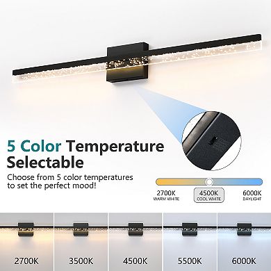 39.3 in. LED Black Vanity Light with Bubble Acrylic, 5 CCT Selectable