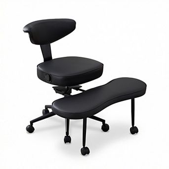 Ergonomic Cross Legged Kneeling Office Chair, Height Adjustable Swivel Chair with Lumbar Support