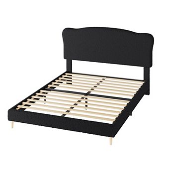 Children's Plush Fleece Soft Bed Frame with Upholstered Headboard Easy Assembly