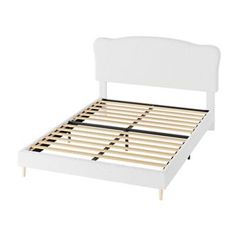 Children's Plush Fleece Soft Bed Frame with Upholstered Headboard Easy Assembly