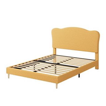 Children's Plush Fleece Soft Bed Frame with Upholstered Headboard Easy Assembly