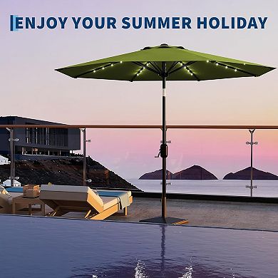 10 ft Patio Umbrella with Solar Lights, 8 Ribs, UV & Water Resistant