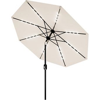 10 ft Patio Umbrella with Solar Lights, 8 Ribs, UV & Water Resistant