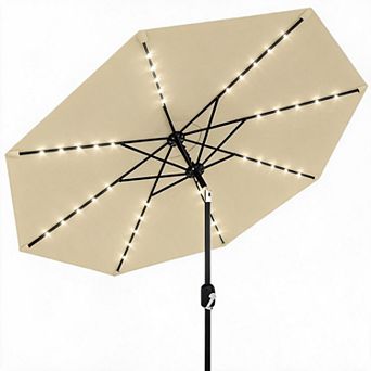 10 ft Patio Umbrella with Solar Lights, 8 Ribs, UV & Water Resistant