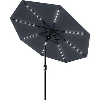 10 ft Patio Umbrella with Solar Lights, 8 Ribs, UV & Water Resistant