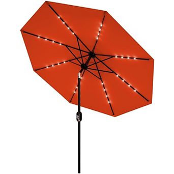 10 ft Patio Umbrella with Solar Lights, 8 Ribs, UV & Water Resistant