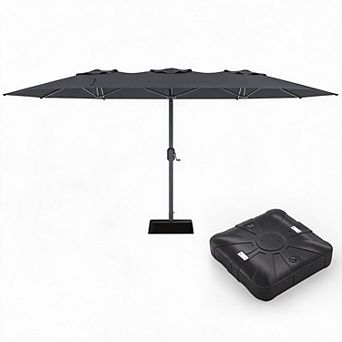 9x15FT Patio Umbrella with Crank, UV Protection, Waterproof, 12 Iron Ribs for Garden Deck