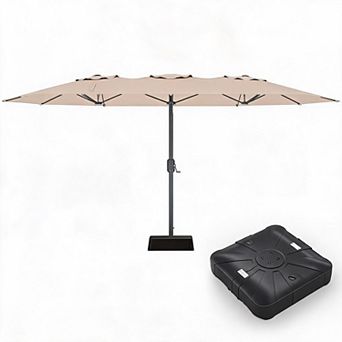 9x15FT Patio Umbrella with Crank, UV Protection, Waterproof, 12 Iron Ribs for Garden Deck