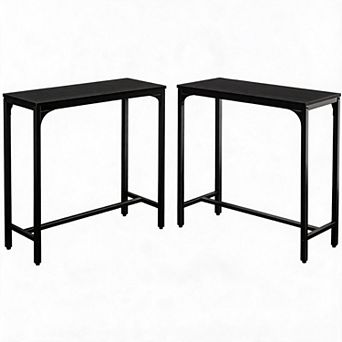 Set of 2 Narrow Bar Table, 42.5 Inch Metal Industrial Kitchen Table for Small Space Dining